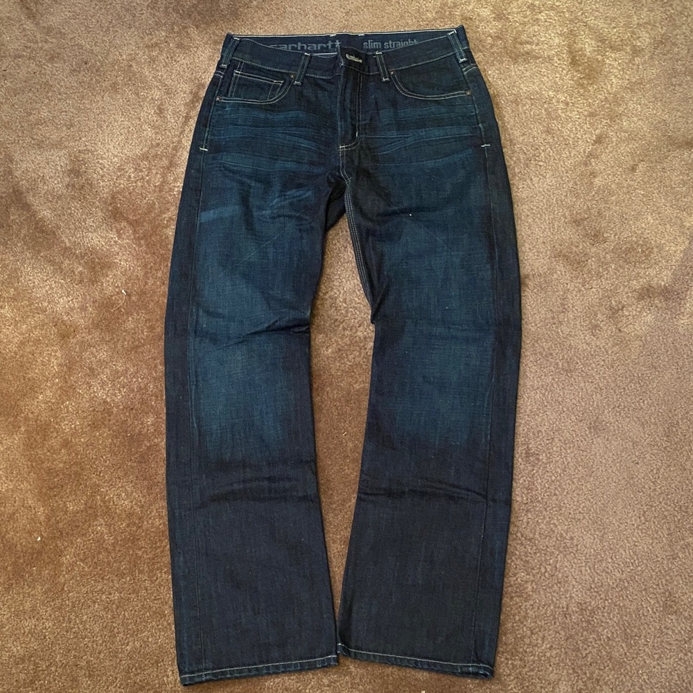 Carhartt Men's Deep Indigo Slim Straight Jeans